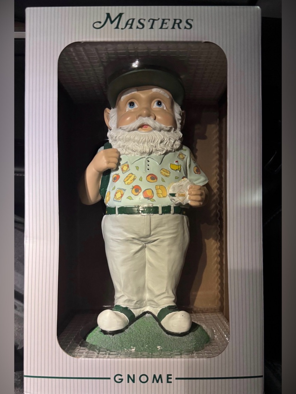 2025 Masters Gnome Figurine in Green and White - Decorative Garden Accent